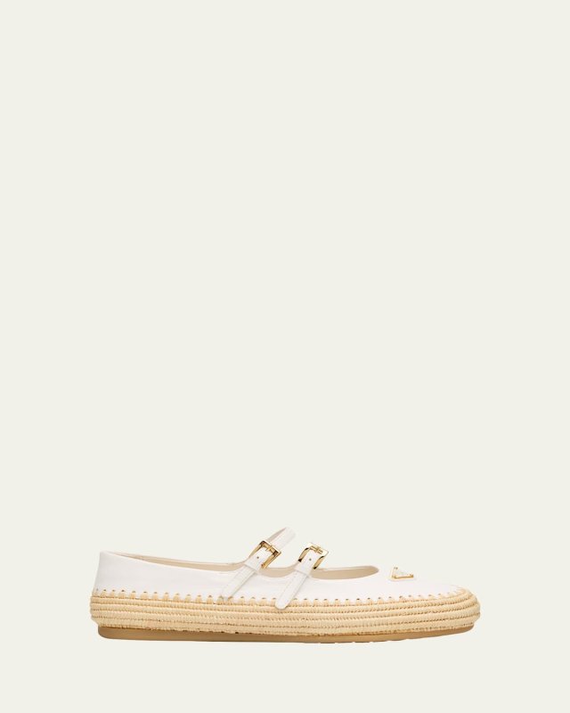 Leather Dual Mary Jane Ballerina Espadrilles